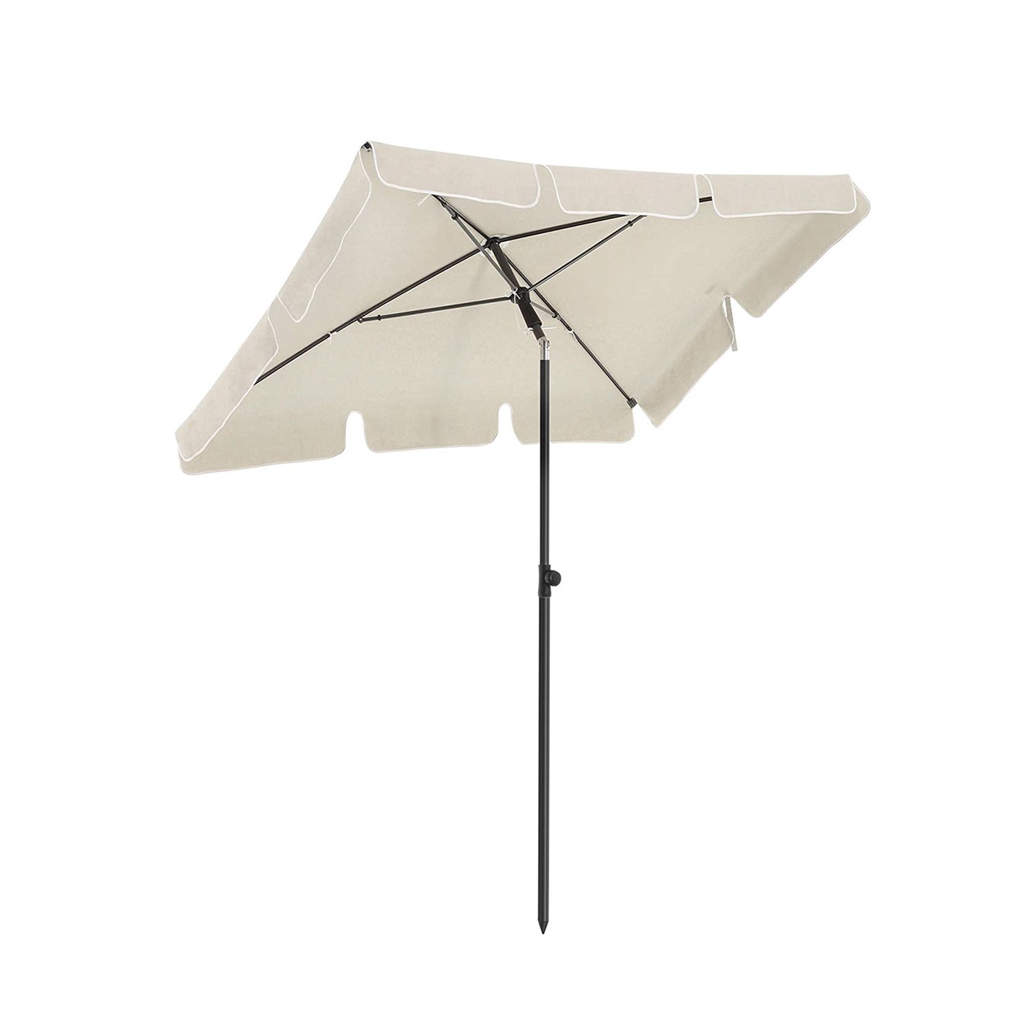 Balkonparasol 2 x 1,25 m, UPF 50+ beskyttelse, vippebar solskærm, PA-belagt, fod medfølger ikke, beige 1 Balkonparasol