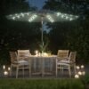 3 m haveparasol med solcelledrevne LED-lys, solskærm, vippebar, ingen fod, grå - Billede 5