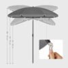 1,6 m parasol, strandparasol, bærbar polyesterbaldakin, glasfiberribber, grå - Billede 5