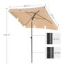 Balkonparasol 2 x 1,25 m, Vipbar solskærm, PA-belagt baldakin, Fod medfølger ikke, Taupe - Billede 7