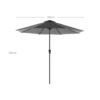 290 cm haveparasol, 30° vipbar i 2 retninger, til udendørs haver, pool, balkon, grå - Billede 7