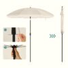 1,6 m Parasol, Strandparasol, UPF 50+, Solbeskyttelse, Bærbar Ottekantet, Beige - Billede 2
