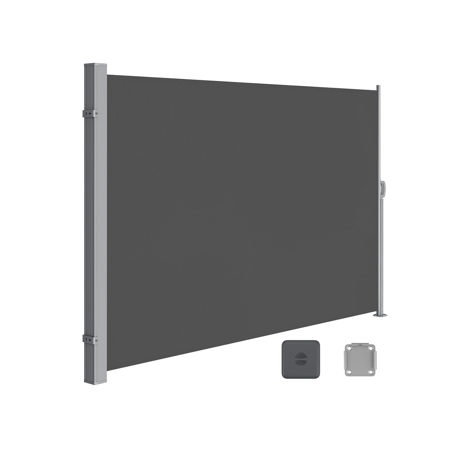 Sidemarkise 180 x 450 cm (H x L) Pulverlakeret stål, Antracit 1 Sidemarkise