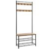 Vasagle coat stand HSR041N01, with 9 hooks, metal / wood, black / brown
