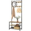 Vasagle coat stand HSR041N01, with 9 hooks, metal / wood, black / brown - Billede 2