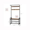Knagerække med Skoopbevaringsbænk, 4-i-1 Design, 33,7 x 84 x 183 cm, Rustik Brun og Sort - Billede 7