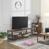 VASAGLE Industrial TV Stand for Screen Size up to 60 Inches, Lengthened TV Cabinet, Console, Coffee Table with Metal Frame, Wood-Like Grain, for Living Room, Bedroom, Rustic Brown LTV50BX - Billede 3