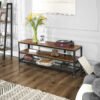 VASAGLE Industrial TV Stand for Screen Size up to 60 Inches, Lengthened TV Cabinet, Console, Coffee Table with Metal Frame, Wood-Like Grain, for Living Room, Bedroom, Rustic Brown LTV50BX - Billede 4