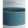 Rund opbevaringskurv i blå polyester med stofindretning.