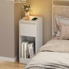 Natbord med stikkontakter, natbord med LED-lys, hvid - Billede 2