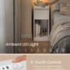 Natbord med stikkontakter, natbord med LED-lys, hvid - Billede 3