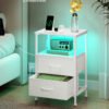 Natbord med ladestation, sidebord, LED-belysning, Cloud White/Snehvid - Billede 2