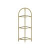 VASAGLE Corner Shelf Stand, Small Bathroom Storage Organiser, 3-Tier Tempered Glass Shelf, Toilet Paper Stand, Plant Stand, Bedroom Living Room Decor, Metal Frame, Modern, Metallic Golden LGT811A01