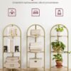 VASAGLE Corner Shelf Stand, Small Bathroom Storage Organiser, 3-Tier Tempered Glass Shelf, Toilet Paper Stand, Plant Stand, Bedroom Living Room Decor, Metal Frame, Modern, Metallic Golden LGT811A01 - Billede 3