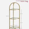 VASAGLE Corner Shelf Stand, Small Bathroom Storage Organiser, 3-Tier Tempered Glass Shelf, Toilet Paper Stand, Plant Stand, Bedroom Living Room Decor, Metal Frame, Modern, Metallic Golden LGT811A01 - Billede 5