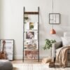 Håndklædestigehylde med 5 niveauer 44 x 160 cm Pladsbesparende metalramme, Vintage Brun/Sort - Billede 5
