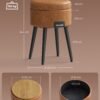 Opbevaringspuf, Vanity-skammel, kunstlæder med syninger, Mid Century Modern, karamelbrun - Billede 7