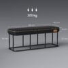 VASAGLE EKHO Collection - Bench for Entryway Bedroom, Synthetic Leather with Stitching, Ottoman Bench with Steel Frame, Living Dining Room, Mid-Century Modern, Loads 660 lb, Ink Black LOM073B01 - Billede 5