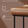 VASAGLE EKHO Collection - Bench for Entryway Bedroom, Synthetic Leather with Stitching, Ottoman Bench with Steel Frame, Living Dining Room, Mid-Century Modern, Loads 660 lb, Caramel Brown LOM073K01 - Billede 3
