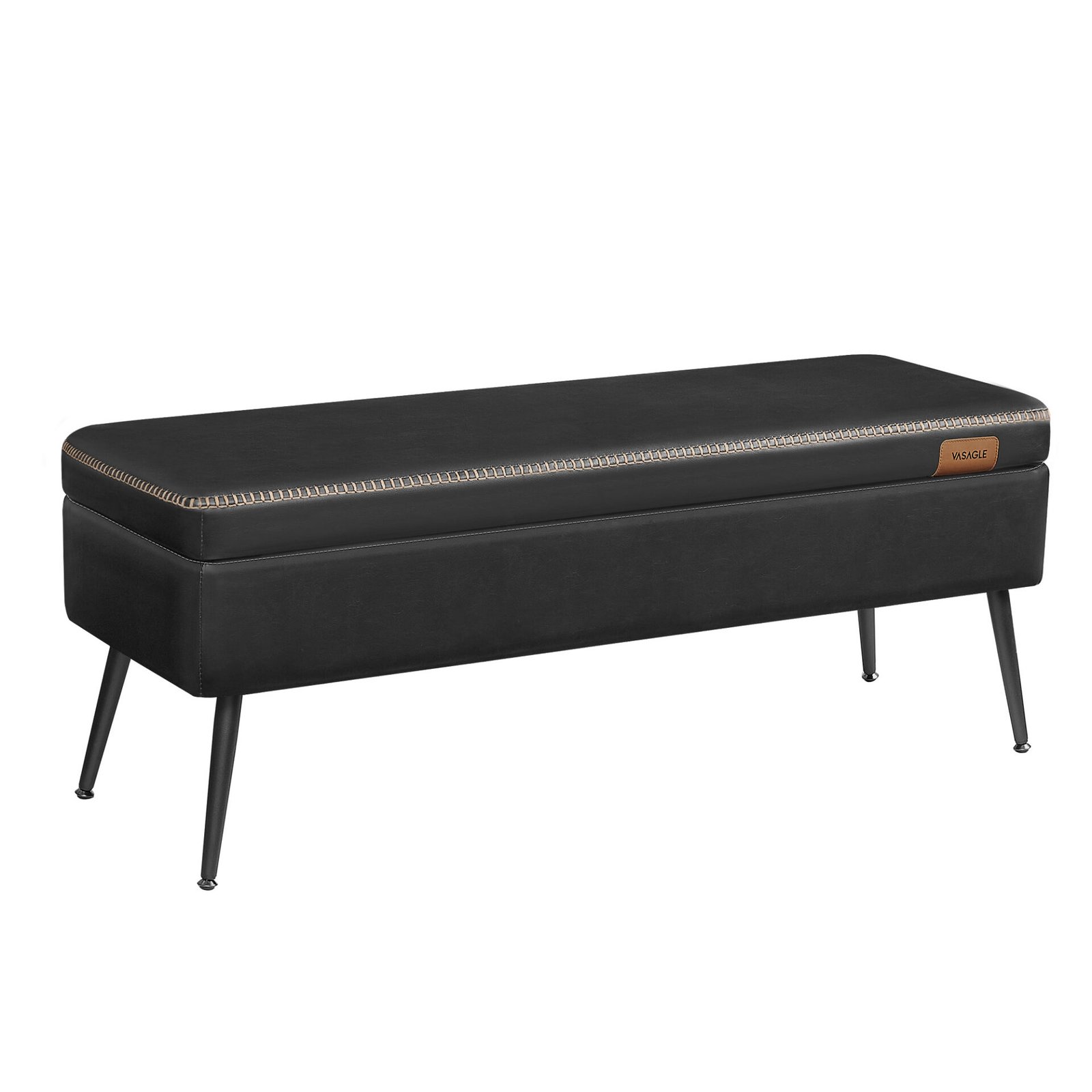 Opbevaringsbænk til soveværelse, bænk til entré, 15 gallon, syntetisk læder, blæksort 1 Opbevaringsbænk