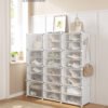 Skohylde, 12-lags skoskab til garderobe og entré, Cloud White og Transparent - Billede 2