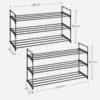 Stabelbar skoreol til 12-15 par sko, 30x92x54 cm, sort metal.