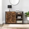 VASAGLE Storage Cabinet, Sideboard with 2 Doors, Adjustable Shelves, for Dining Room, Living Room, Kitchen, 110 x 33 x 75 cm, Industrial Style, Rustic Brown and Black LSC083B01 - Billede 3