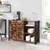 VASAGLE Storage Cabinet, Sideboard with 2 Doors, Adjustable Shelves, for Dining Room, Living Room, Kitchen, 110 x 33 x 75 cm, Industrial Style, Rustic Brown and Black LSC083B01 - Billede 4