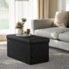 76 cm foldbar opbevaringsfodskammel, fodstøtte til skammel, opbevaringskommode, blæksort - Billede 2