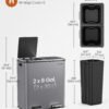 Dobbelt skraldespand, 2 x 8 gallon (2 x 30 l) metalgenbrugsbeholder med 15 affaldsposer, skifergrå - Billede 6