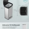 SONGMICS Kitchen Trash Can, 18-Gallon Stainless Steel Garbage Can, with Stay-Open Lid and Step-on Pedal, Soft Closure, Tall, Large and Space-Saving, Silver and Black LTB520E68 - Billede 4