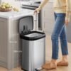 SONGMICS Kitchen Bin, 50L Waste Bin, Metal Pedal Bin with Lid, Tall and Large, Silver and Black LTB530E50 - Billede 2
