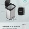 SONGMICS Kitchen Bin, 50L Waste Bin, Metal Pedal Bin with Lid, Tall and Large, Silver and Black LTB530E50 - Billede 3
