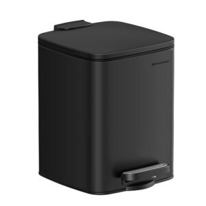 Skraldespand, Køkkenspand, Stålpedal, Med Indvendig Spand, Soft Close, 6 L, Sort