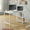 Computerbord, Skrivebord med 2 Hylder, Arbejdsbord til Kontor, Stålramme, Moderne, Ahornhvid - Billede 2
