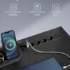 L-formet skrivebord med strømskinne, hjørnebord, computerbord, træsort - Billede 4