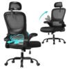 Kontorstol, Ergonomisk Mesh-stol til Skrivebord, Lændestøtte, Blæksort