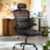 Kontorstol, Ergonomisk Mesh-stol til Skrivebord, Lændestøtte, Blæksort - Billede 2