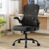 Ergonomisk kontorstol, drejelig net-skrivebordsstol, lændestøtte, blæksort - Billede 2