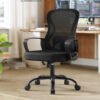 Ergonomisk kontorstol, drejelig kontorstol i mesh med lændestøtte, sort blæk - Billede 2