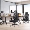 Ergonomisk kontor- og skrivebordsstol med lændestøtte, drejelig computerstol, sort - Billede 6