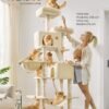 Stor kradsetræ til katte, 206 cm høj, XXL kradsetræ i beige - Billede 2
