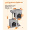 Kradsetræ, 74 cm kradsetårn, M, Kattehytte til mellemstore katte op til 5 kg, lysegrå - Billede 5