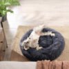 FEANDREA Dog Bed, Donut Cat Bed, Fluffy Calming Pet Bed with Removable, Washable Cover, Soft Long Plush, 70 cm, Dark Grey - Billede 4