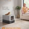 Feandrea Hidden Cat Litter Box, Cat Litter Tray with Hood, Slide-Out Tray, Scoop, Brush, Spacious for Large Cats, Max. Load 15 kg, Anti-Tracking, Anti-Leaking, Charcoal Grey and Dove Grey PPT001B01 - Billede 2