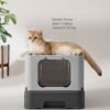 Feandrea Hidden Cat Litter Box, Cat Litter Tray with Hood, Slide-Out Tray, Scoop, Brush, Spacious for Large Cats, Max. Load 15 kg, Anti-Tracking, Anti-Leaking, Charcoal Grey and Dove Grey PPT001B01 - Billede 6