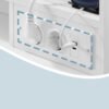 Toiletbord med spejl og LED-lys, strømskinne, 9 skuffer, 10x spejl, Cloud White - Billede 6