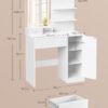 Toiletbord med LED-spejl og strømskinne, Kosmetikbord, Hvid - Billede 5