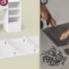 Toiletbord med LED-spejl, sminkebord med stikkontakter, montering, Cloud White - Billede 3