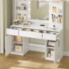 Toiletbord med spejl og LED-lys, strømskinne, 2 skabe, Cloud White - Billede 4